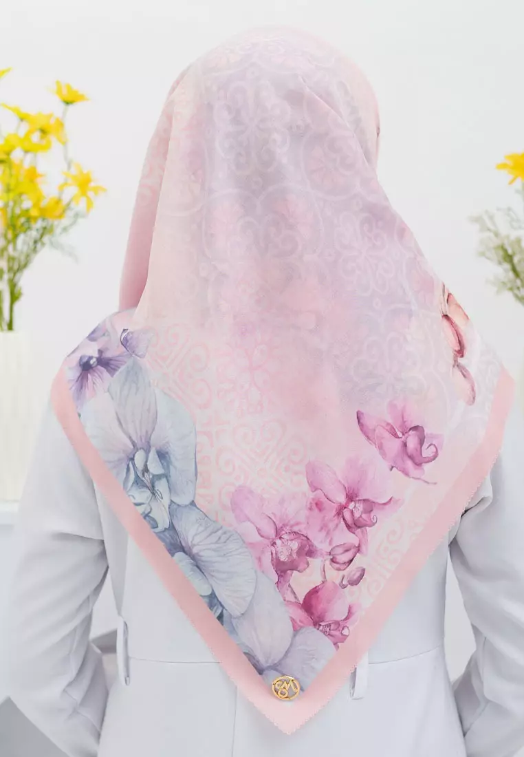 Orchidz Signature Square Voile Scarf Hijab Premium Wanita Creole Pink