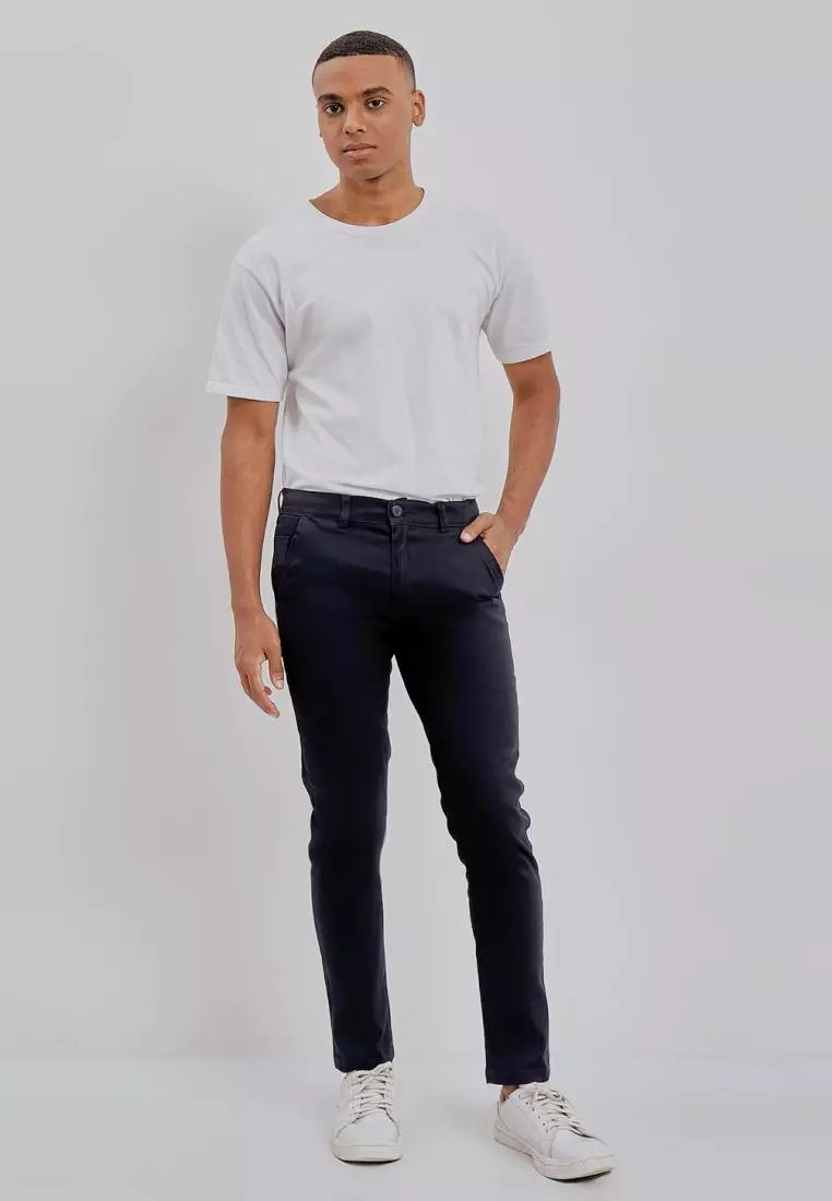 PAULMAY Celana Chino Pria Panjang Slim Fit - Navy