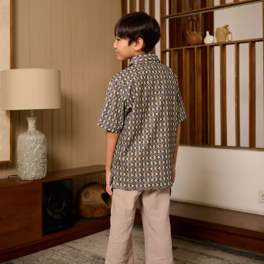 [New Collection] ZM Zaskia Mecca - Myoo Navy Kemeja Anak - Monogram Rupa | Ramadhan Series