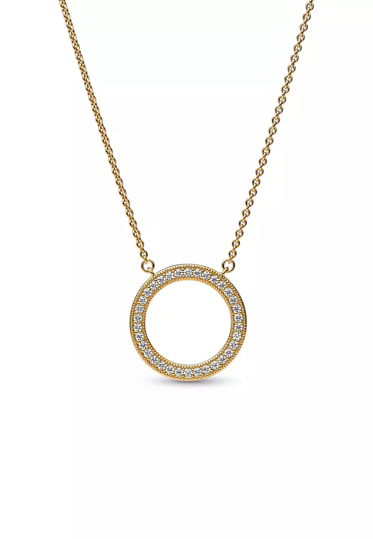 Buy PANDORA Pandora Signature 14K Gold Plated Pav Hearts Circle