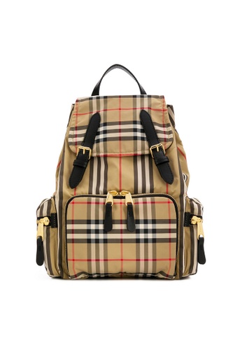 burberry medium vintage check backpack in archive beige for unisex