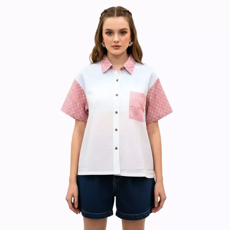 Blouse Batik Wanita - Bhatara Batik Azara - Atasan Batik Modern Lengan Pendek