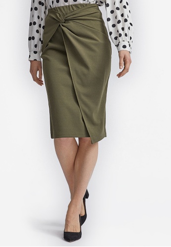 Buy Dorothy Perkins Khaki Twist Pencil Skirt 2020 Online Zalora Philippines