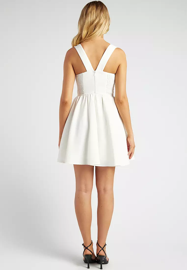 V Waistline Detail Mini Dress