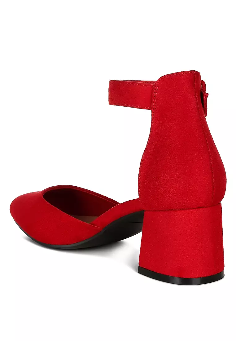 Sandal Santai Bertumit Sedang Warna Merah