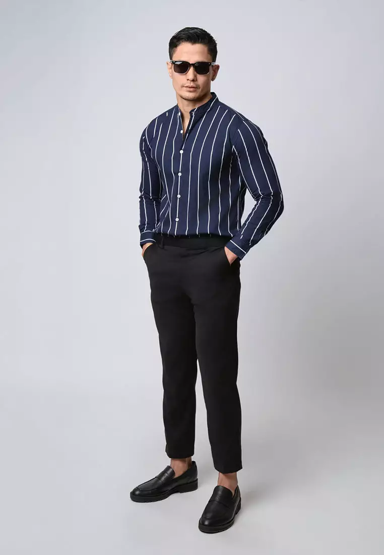 Vicente Shanghai Stripe Navy LS