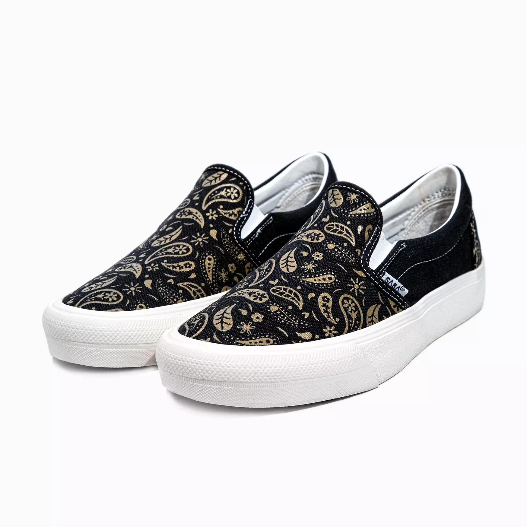 SABA Slip on Paisley Classic Gold White - Sepatu Sneakers Casual Pria Wanita | Sepatu Pria Original 100%| Slip On PSL 87