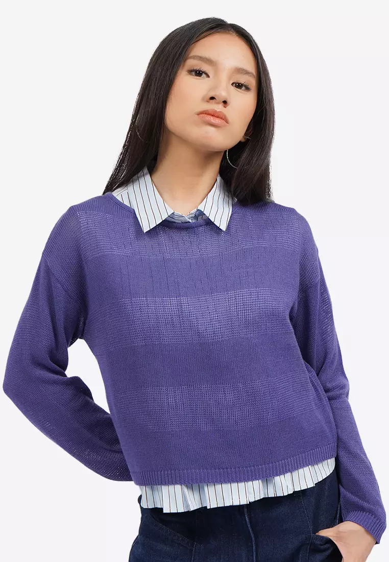 Long Sleeve Textured Knit Sweater