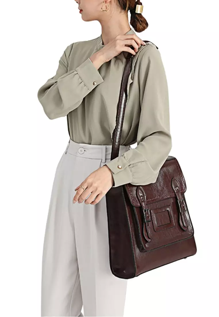 Women's Retro Cowhide Leather Shoulder Bags Backpacks