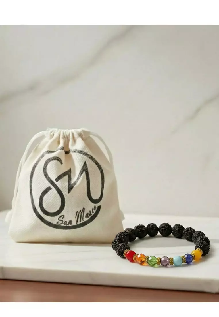 Aksesoris Gelang Wanita Rudraksha Crystals Bracelet Black & Multicolour