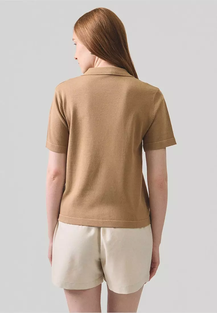 Flat Knit Polo With Shank Buttons​