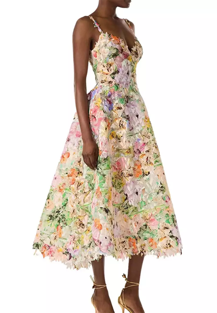 New Summer Waistband Hollow Lace Slim Fit Mid length Dress CA24031924MT