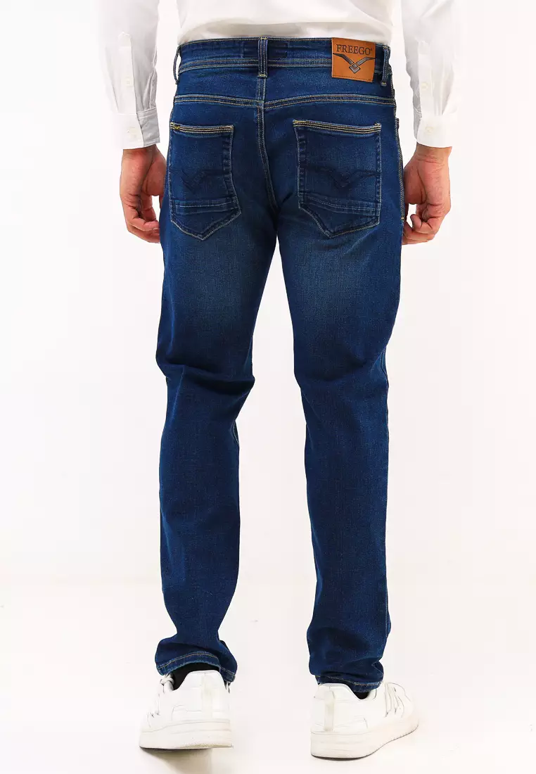Denim Long Pants Slim Tapered Fit Stretch