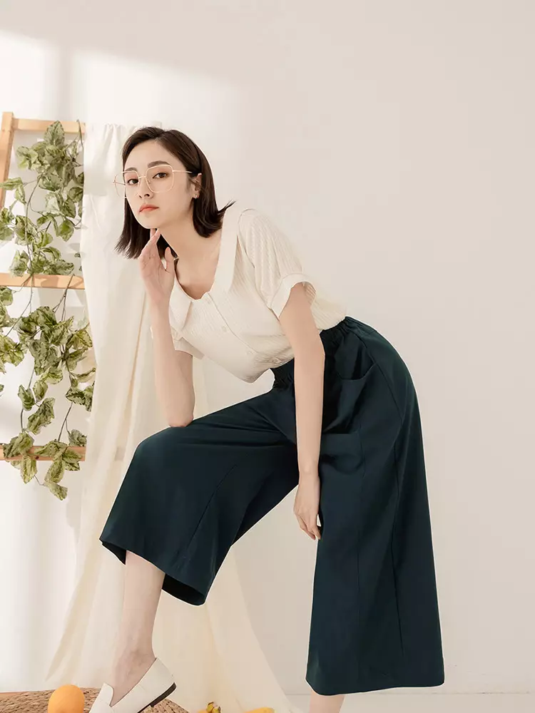 Cool and comfortable elastic waistband loose-fitting skirt pants [BA7494]