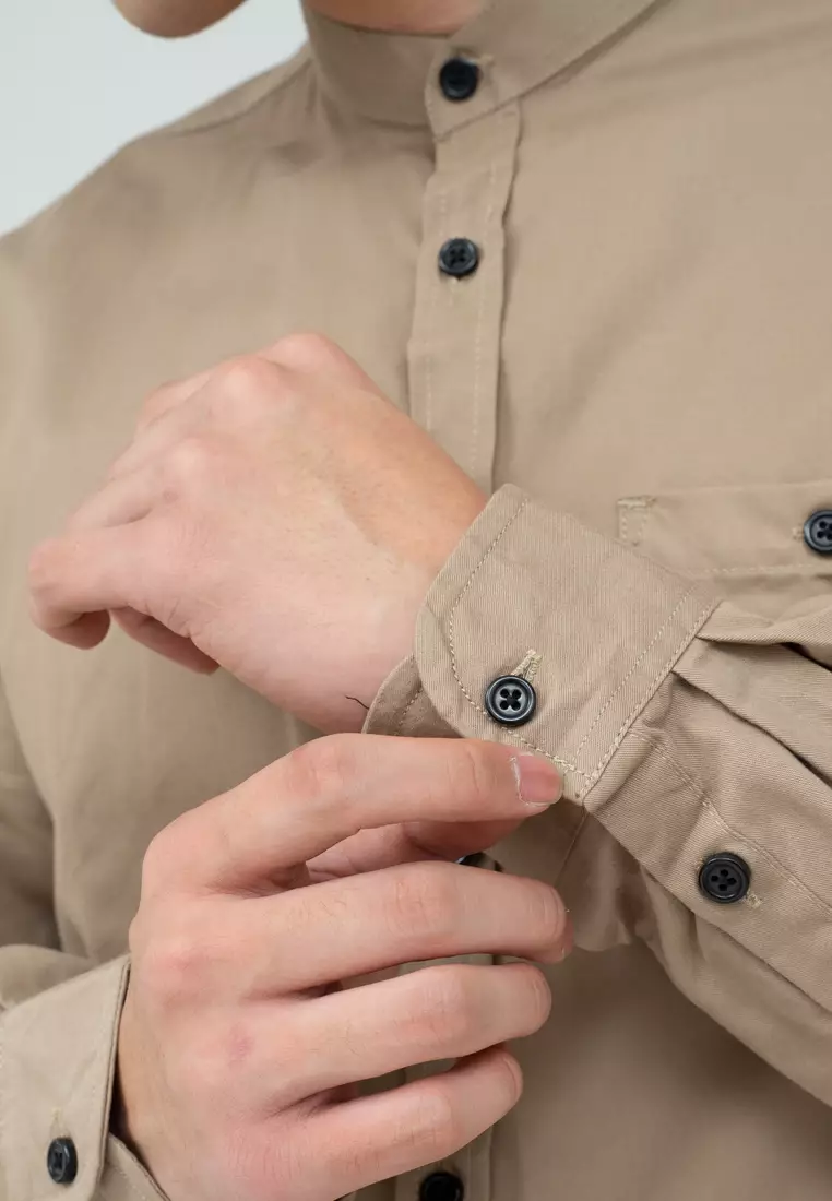 Houseofcuff kemeja Koko Lengan Panjang Pria Cream