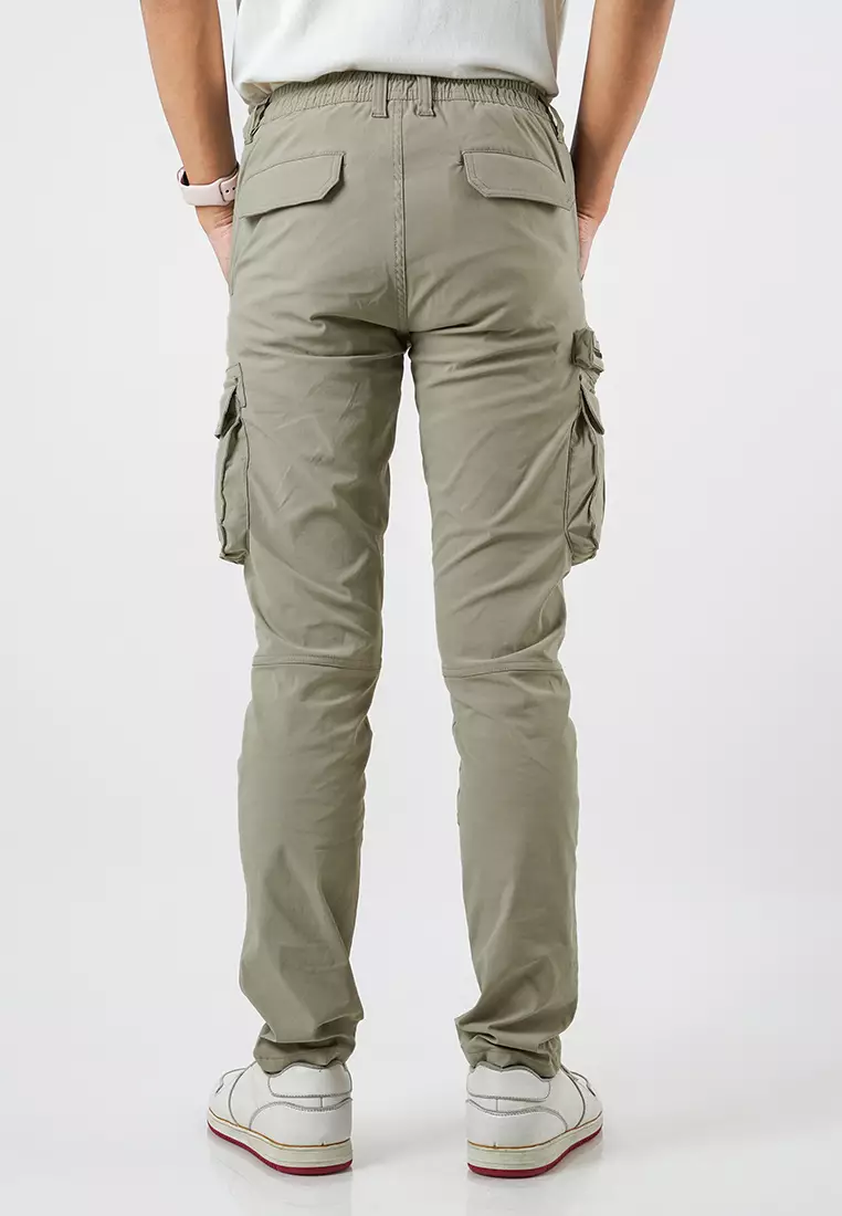 OXCON Celana Cargo Panjang Pria Pinggang Karet Slimfit Sparta Beige