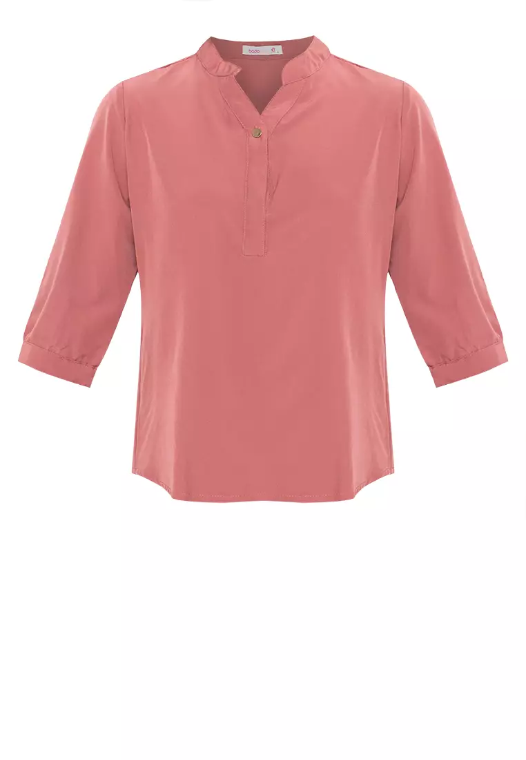 Lars Mandarin Collar 3/4 Sleeve Top