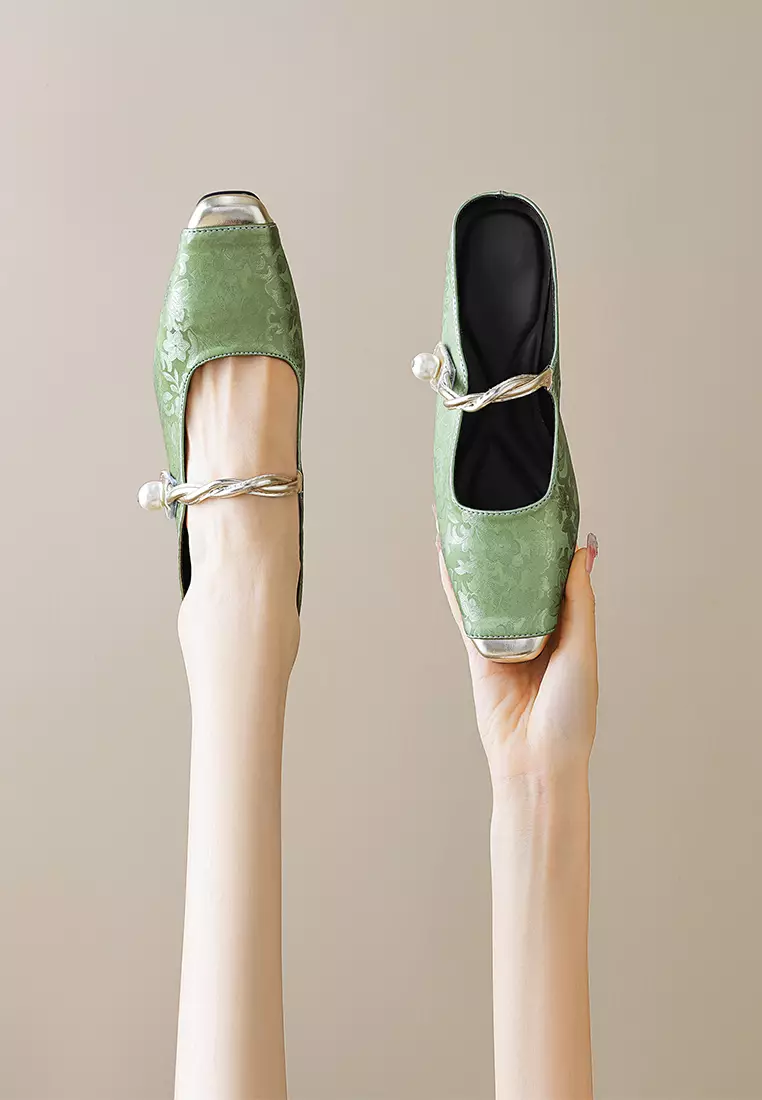 3.5CM Pearl Strap Satin Mules WW958-3