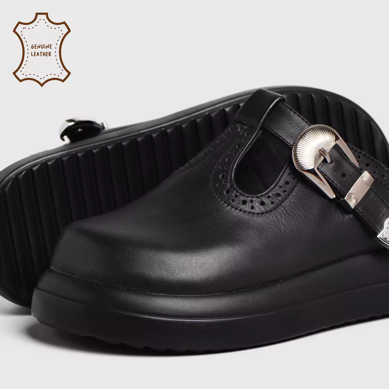 Aitra Sandals Genuine Leather Black