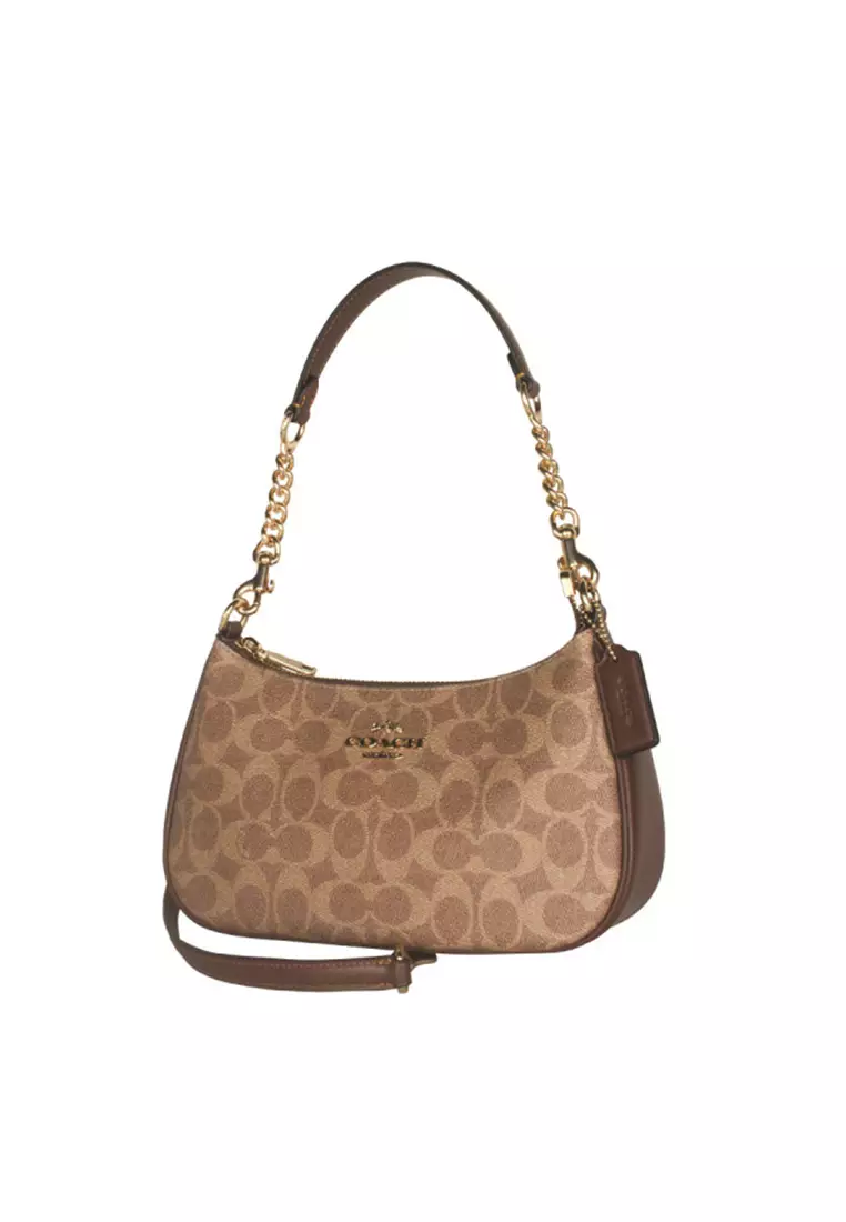 Teri Shoulder Bag In Signature Canvas Tan Brown CV933