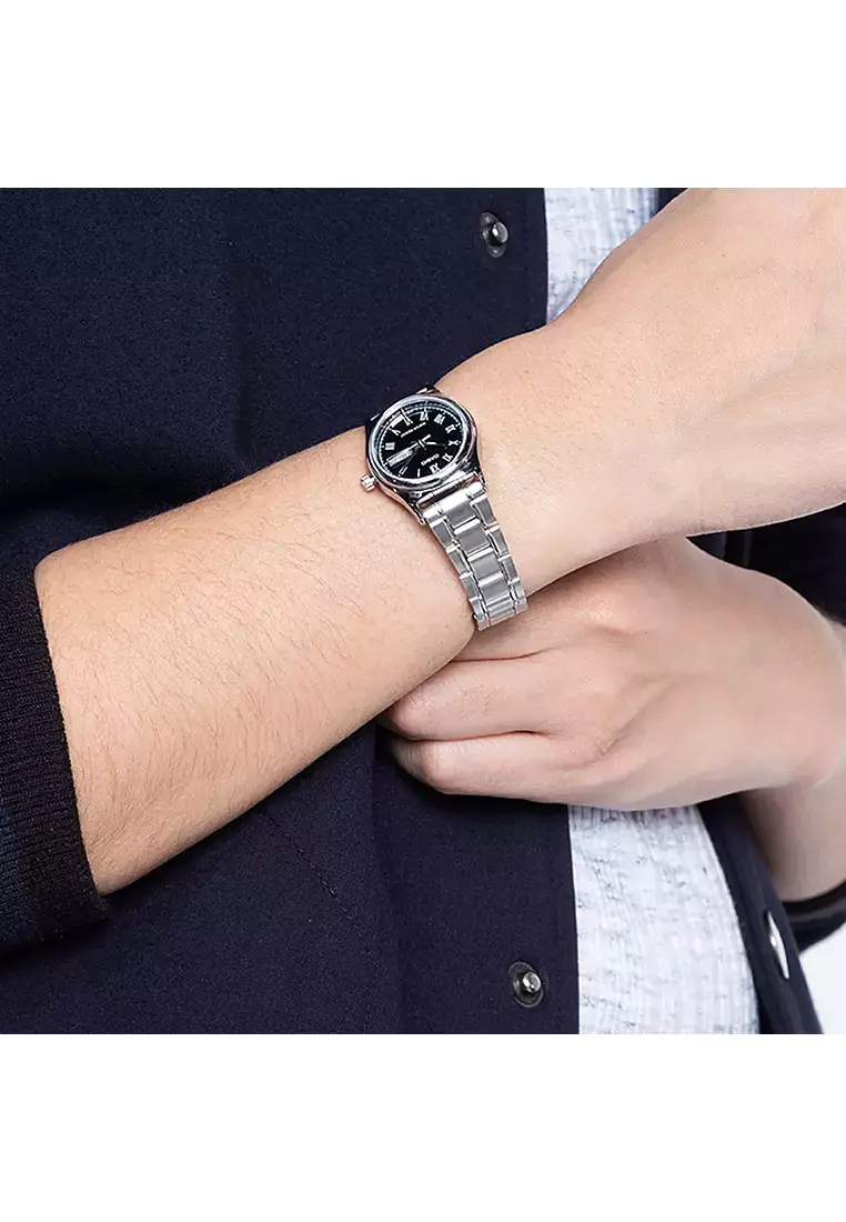 Couple's Analog Watch MTP/LTP-V006D-1B Silver Stainless Steel Band Pair Watch