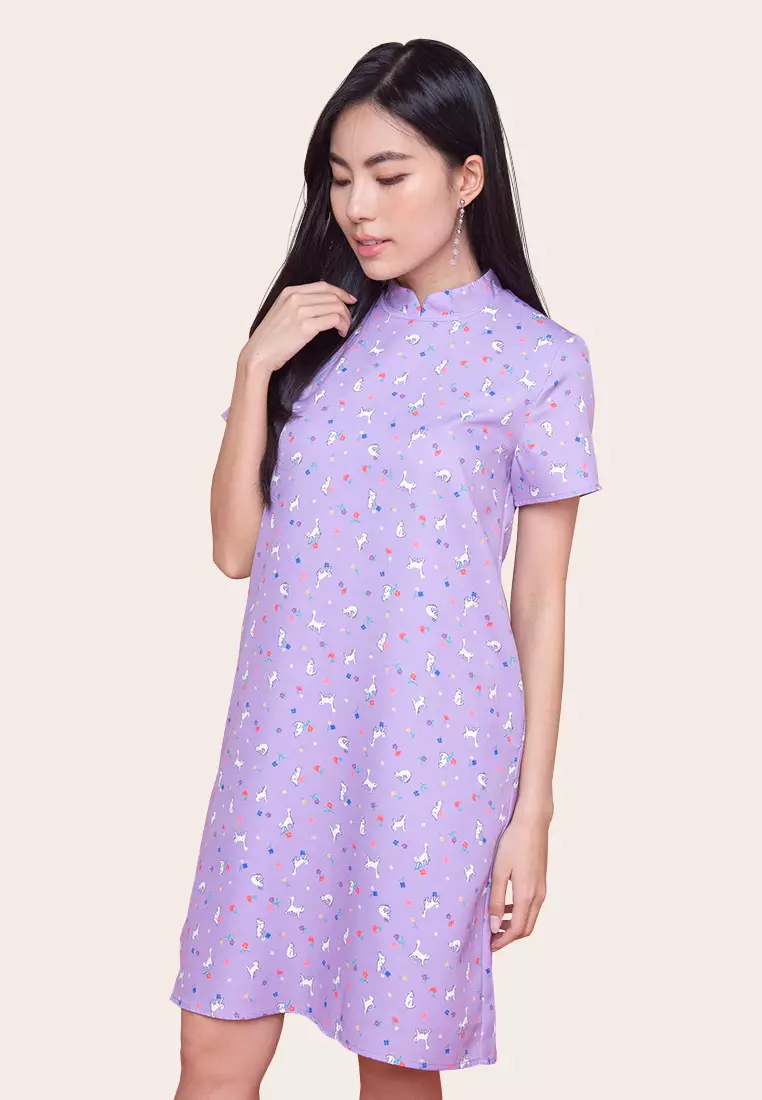 Purple hot sale cheongsam dress