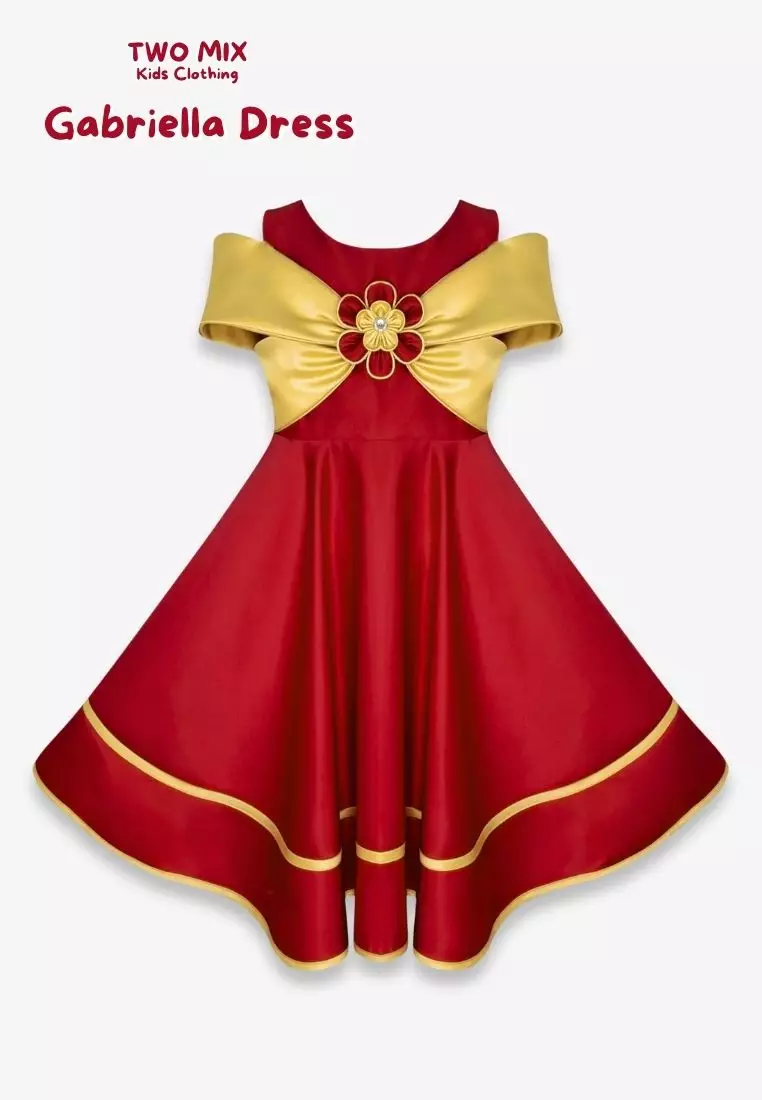Two Mix - Gabriella Dress Imlek Anak Cewek - Gaun Anak Perempuan CNY Collection 1-12 Tahun 4425 Gold