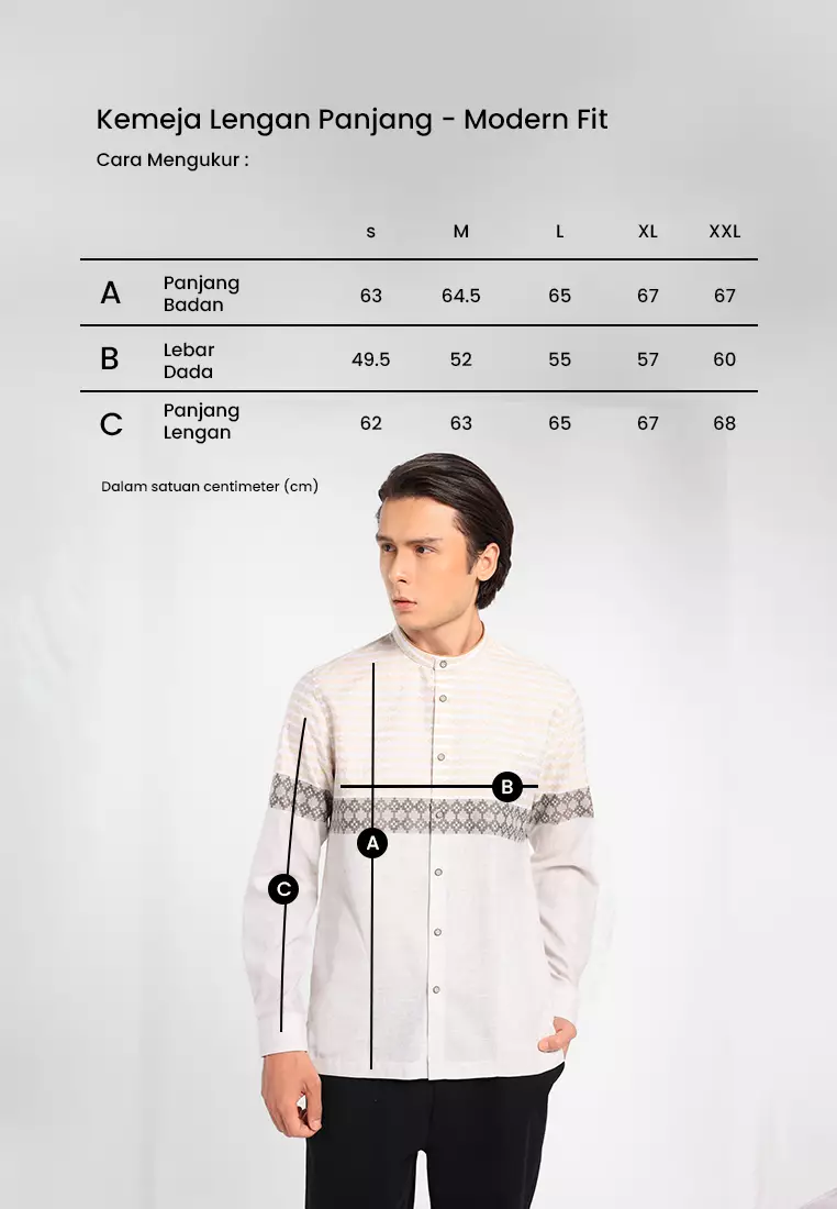 MANZONE X Adipati Dolken - Kemeja Koko Lengan Panjang Pria Ubaidah Modern Fit - Beige Warna Beige
