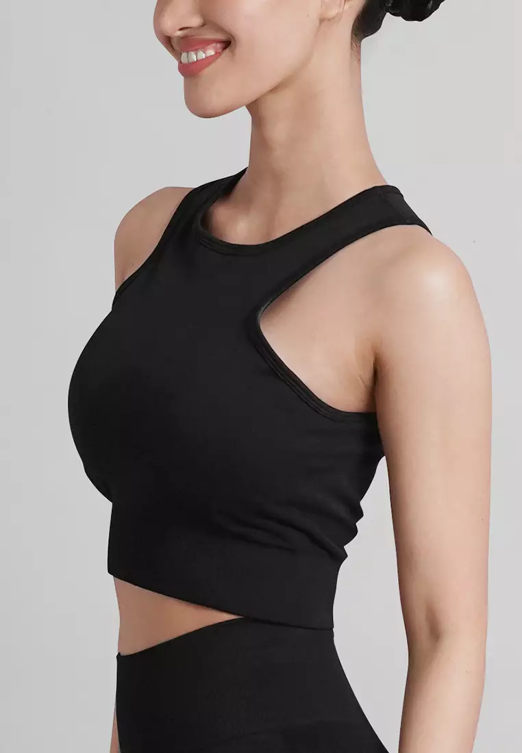 London Collection: Seamless Padded Active Halter Cropped Top