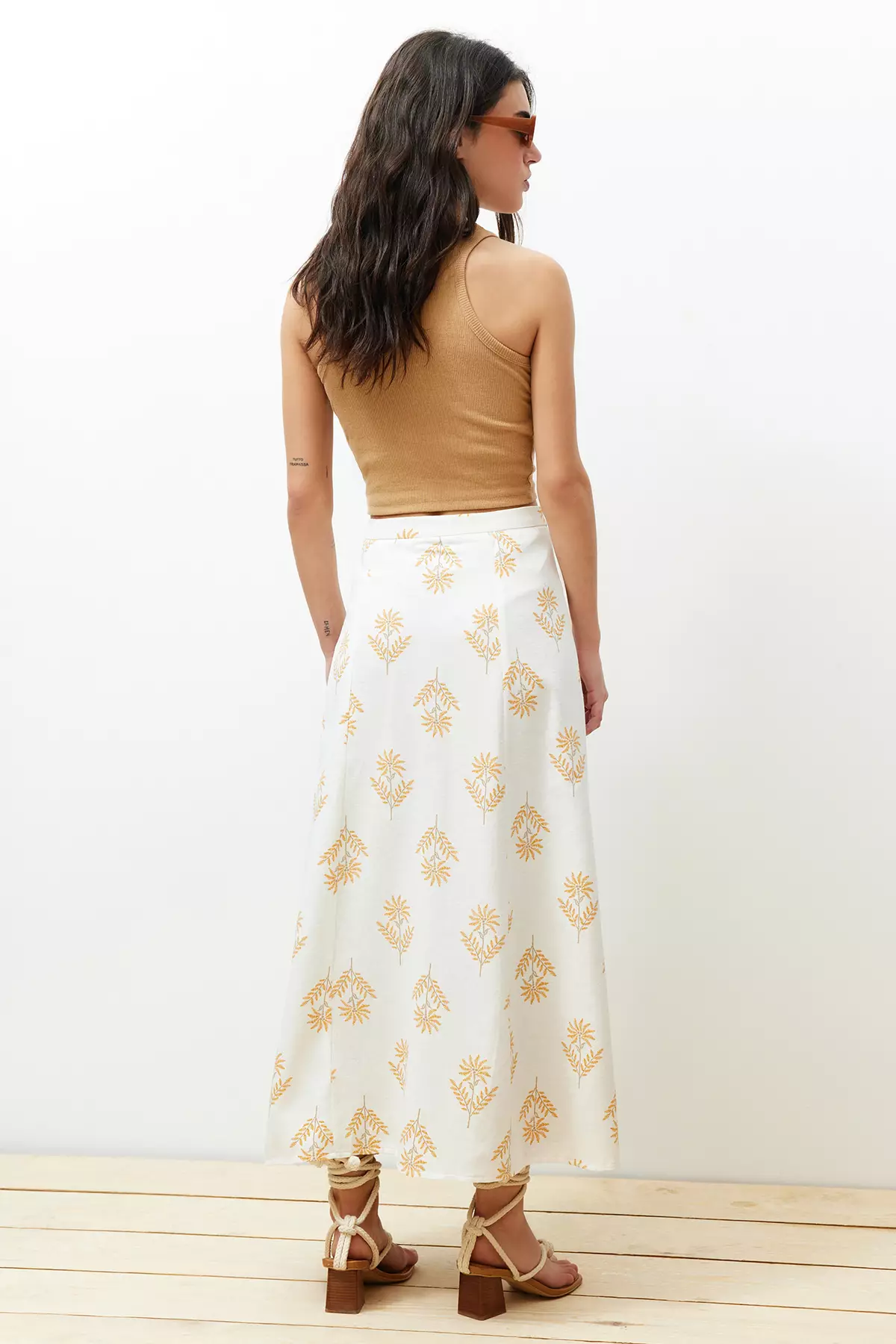 Floral Patterned Midi Skirt