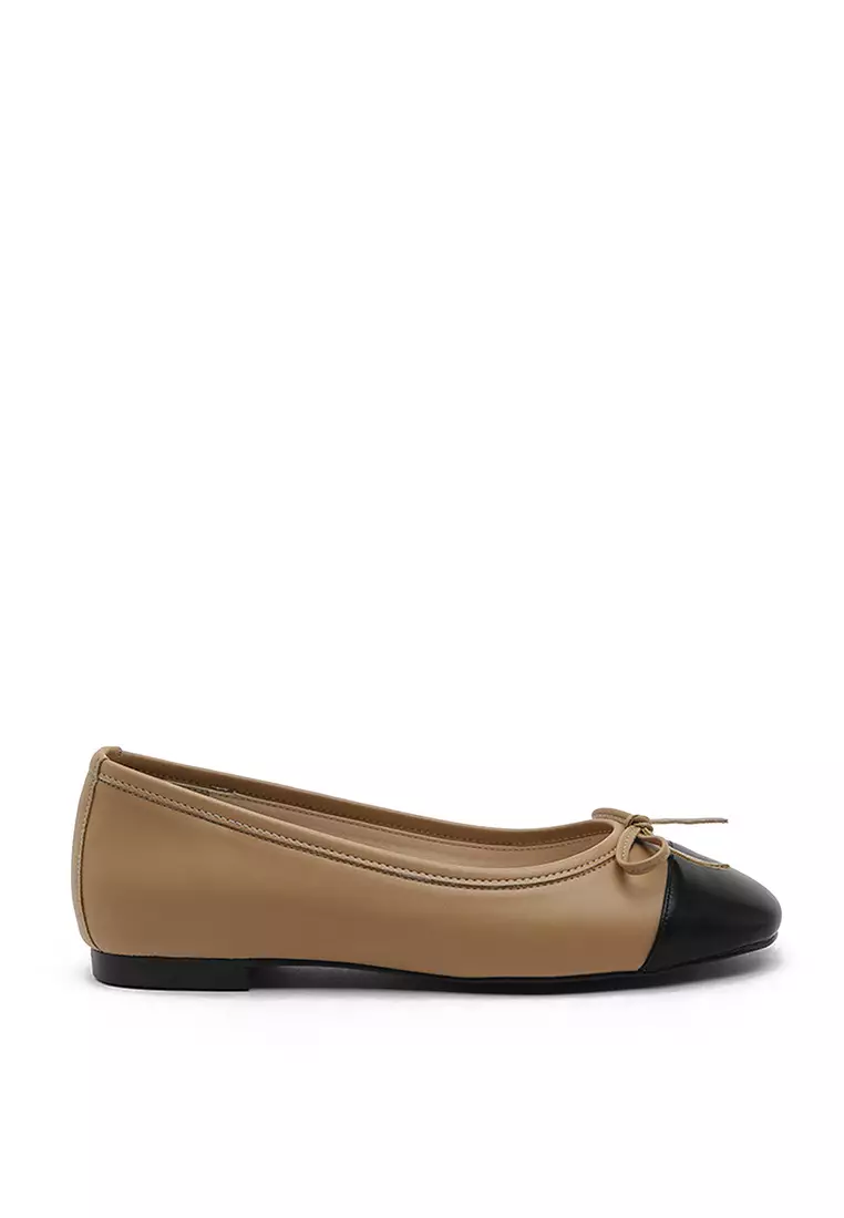 Discount on Sappun  shoes - SKU: Malette two tone Ribbon Flats (1cm) - Black/Dark Beige