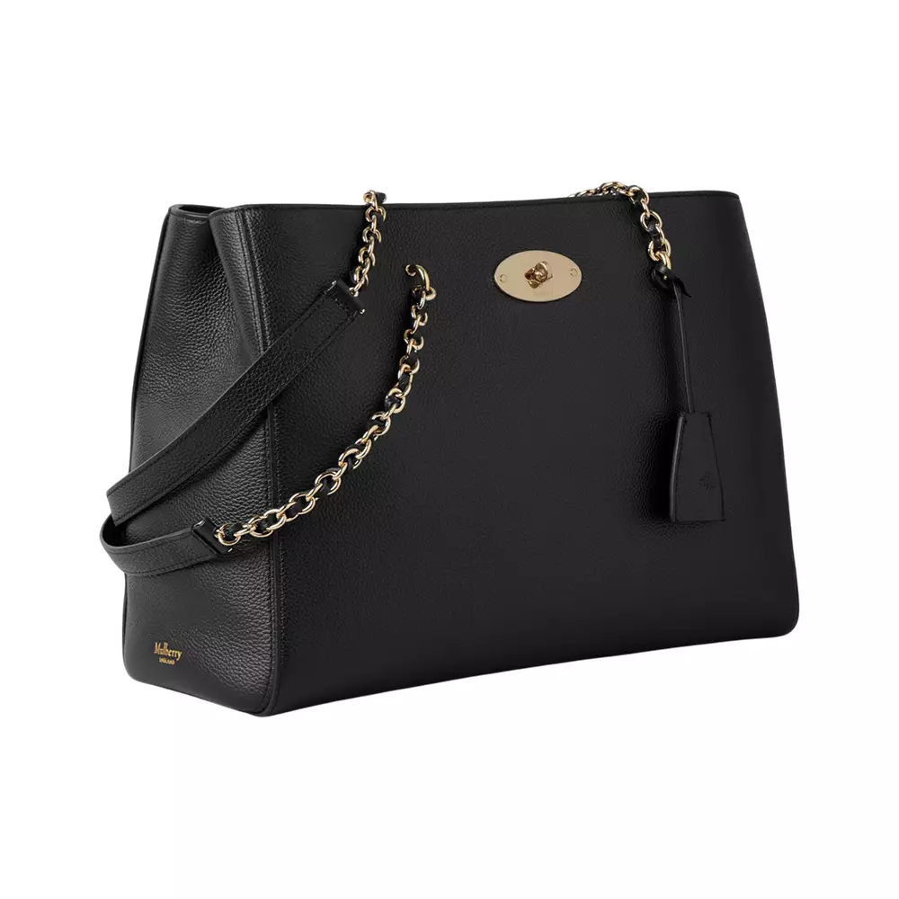 Lily Chain Tote Small Classic Grain Black