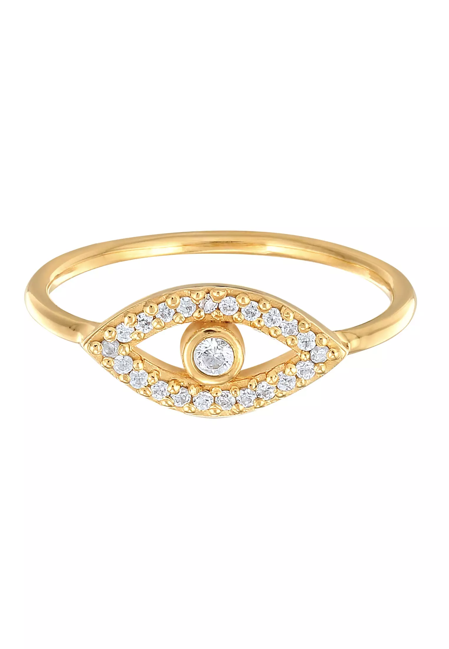 Ring Evil Eye Symbol Sparkling Zirconia Crystals Gold Plated