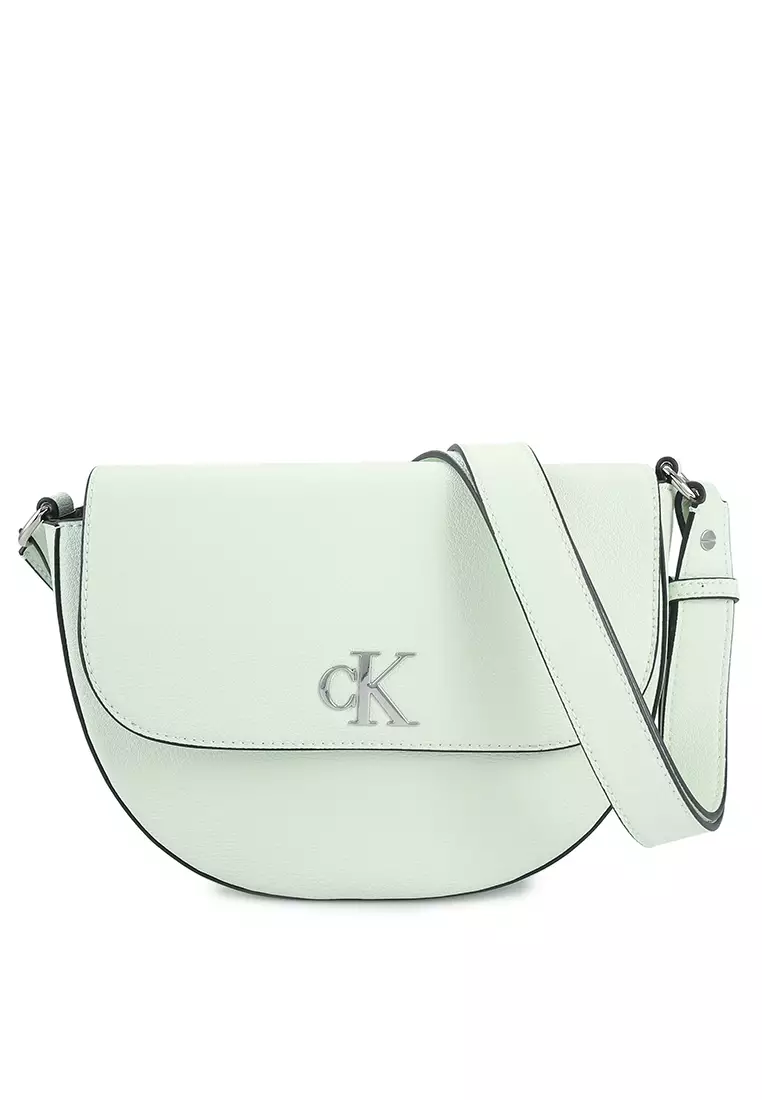 Calvin Klein Logo Saddle Crossbody Bag in White