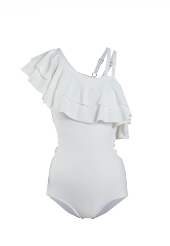 HAPPY FRIDAYS white Ruffle Backless One Piece Swimsuit SW-20087 A255EUSBD1AFDBGS_1