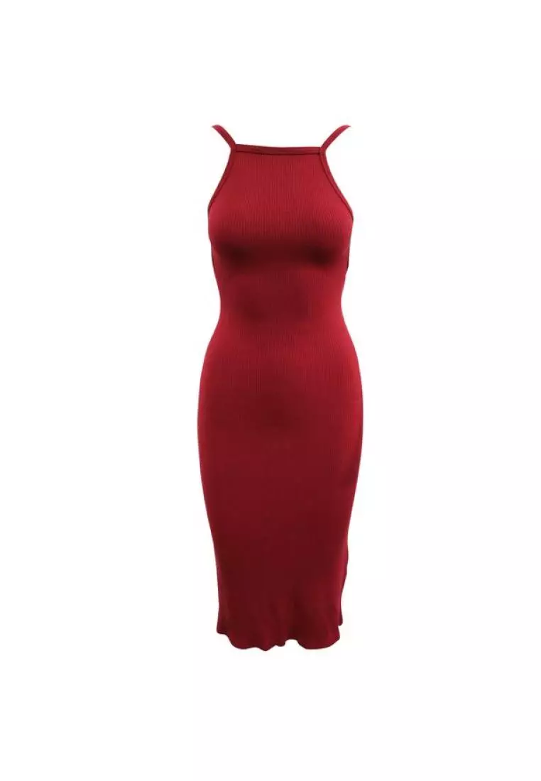 Red Slim Fit Dress Online USA