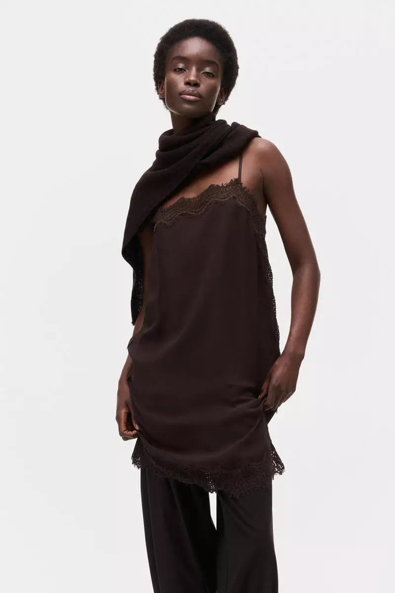 h&m brown lace dress Stylish Brown Lace Dress from H&M