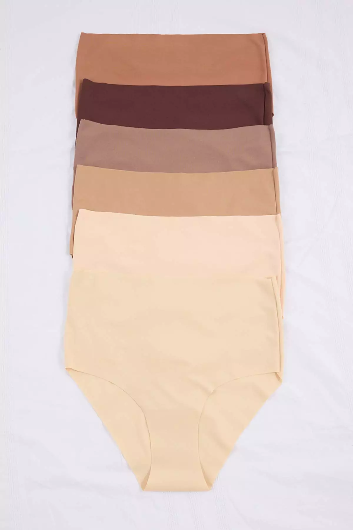 Brown 6-Pack Micro Stitch-Free /Non-Marking L Laser Cut High Waist Hipster Knitted Panties Tbbss26Cm00013