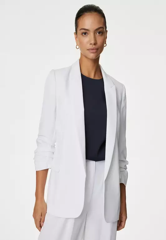 Ruched Sleeve Blazer