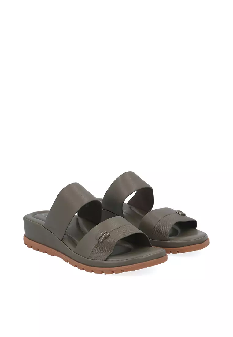 Dark Green CR Lisa Double Strap Sandals