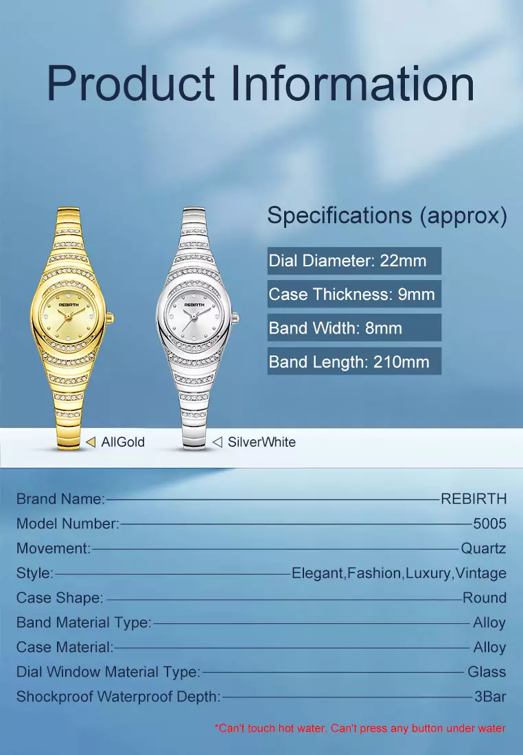 Jam Tangan Wanita Anti Air Original Mewah Elegan Tali Stainless Steel Jam Tangan Cewek gold