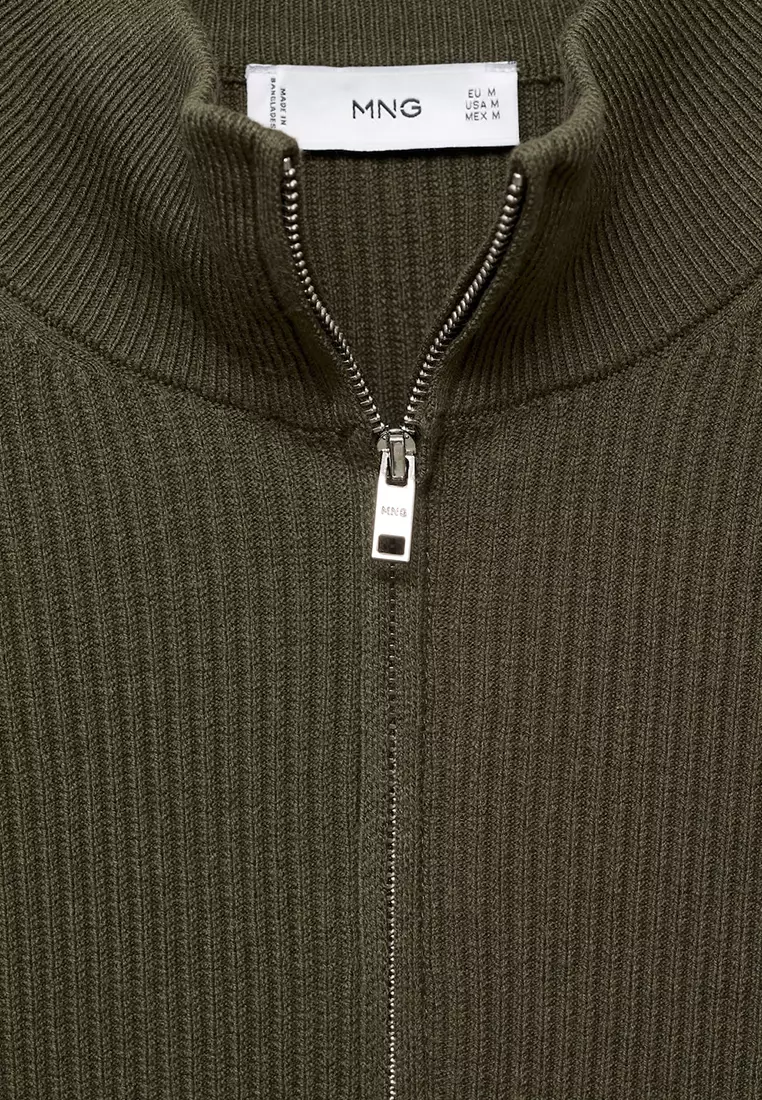 Ribbed Sweater With Zip Neck