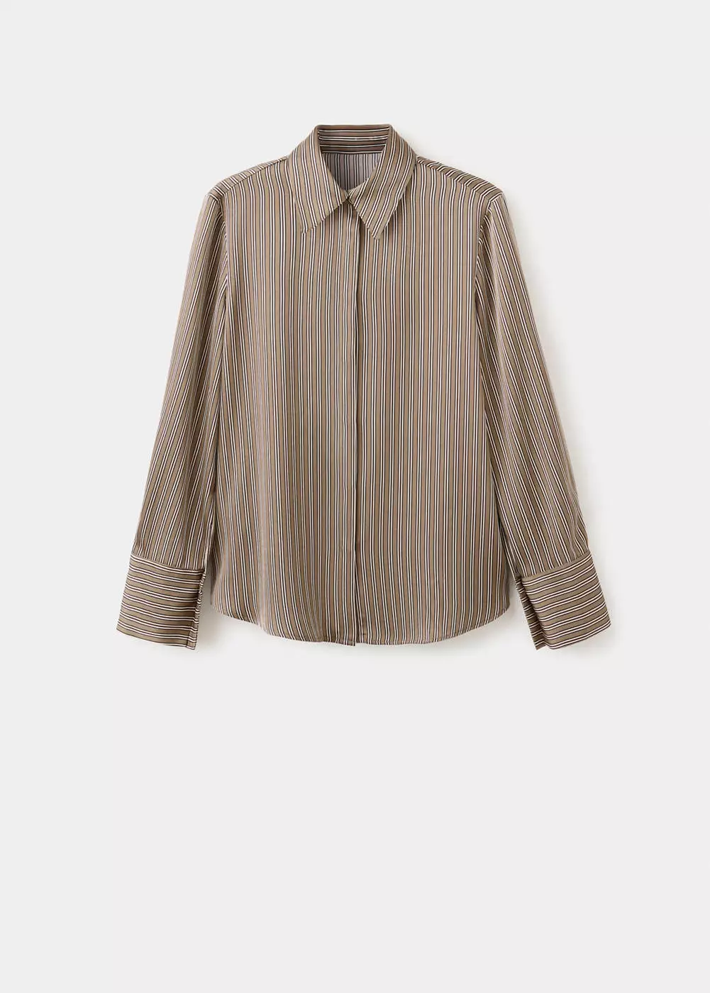 Kemeja satin motif salur