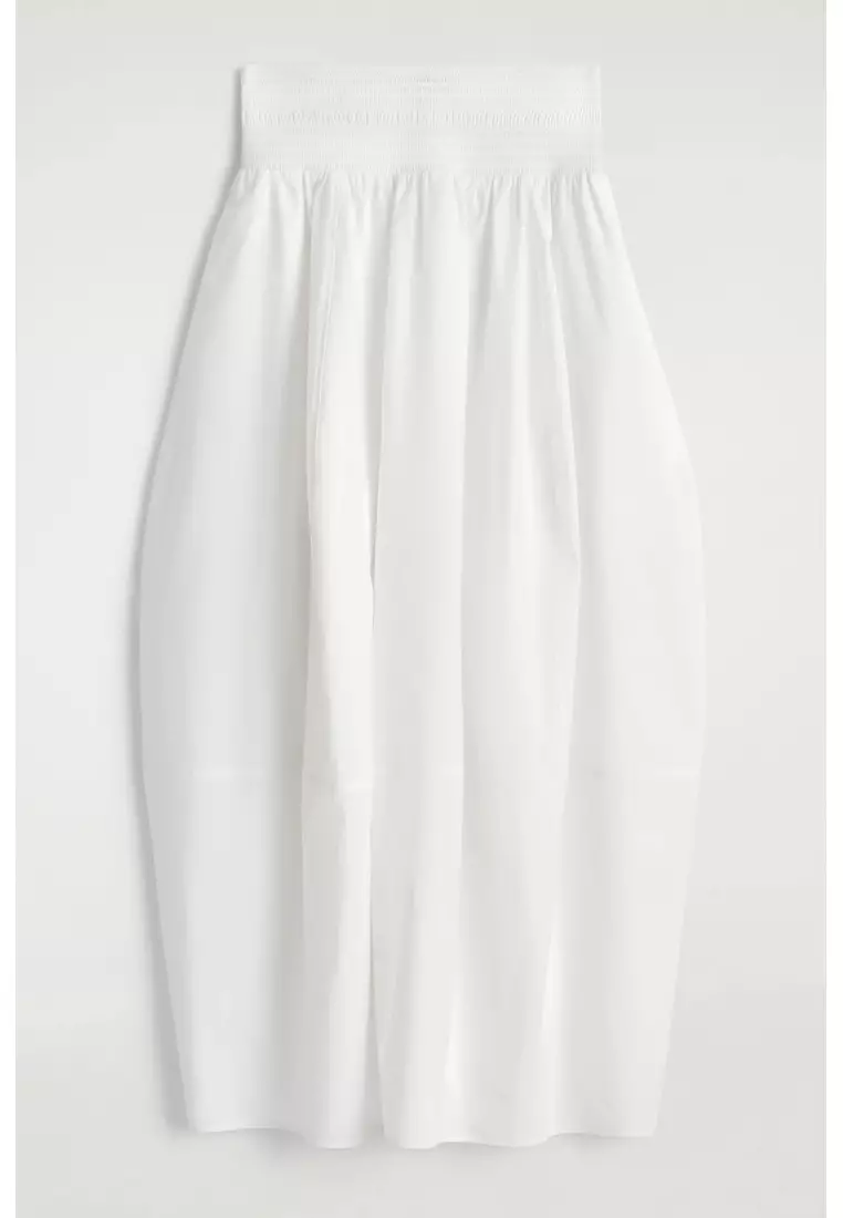 SMOCKED PANELLED MIDI SKIRT