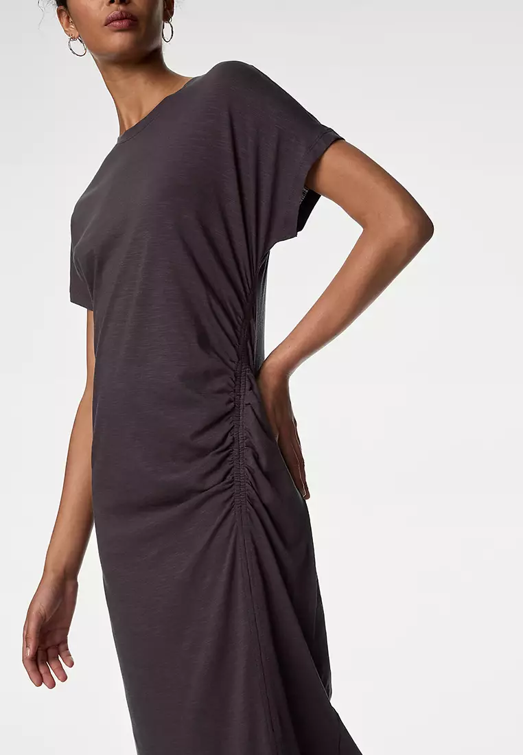 Jersey Ruched Midi Column Dress
