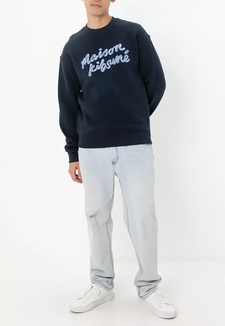 ★Maison Kitsune★HANDWRITING STRIPED COMFORT SWEATSHIRT★ MAISON KITSUNE HANDWRITING STRIPED COMFORT SWEATSHIRT
