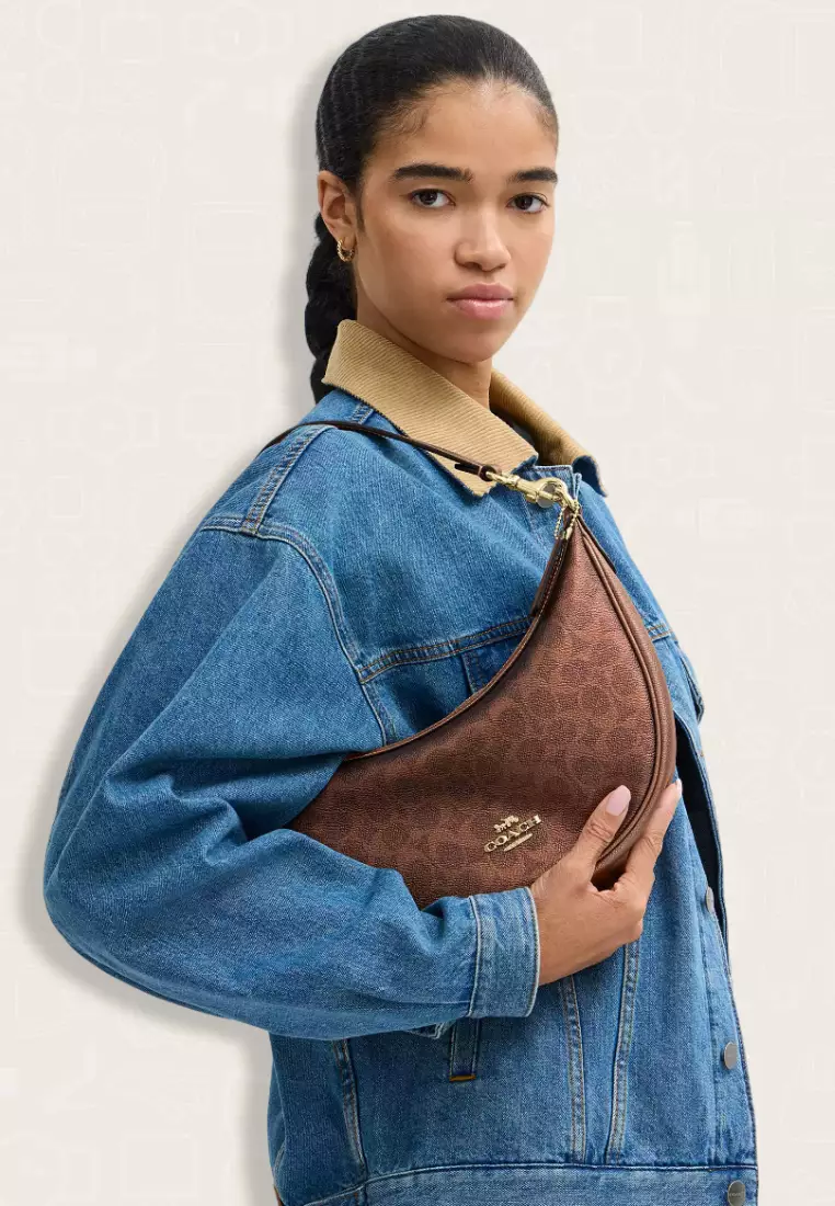 Coach Aria Shoulder Bag In Signature Canvas Brown Copper