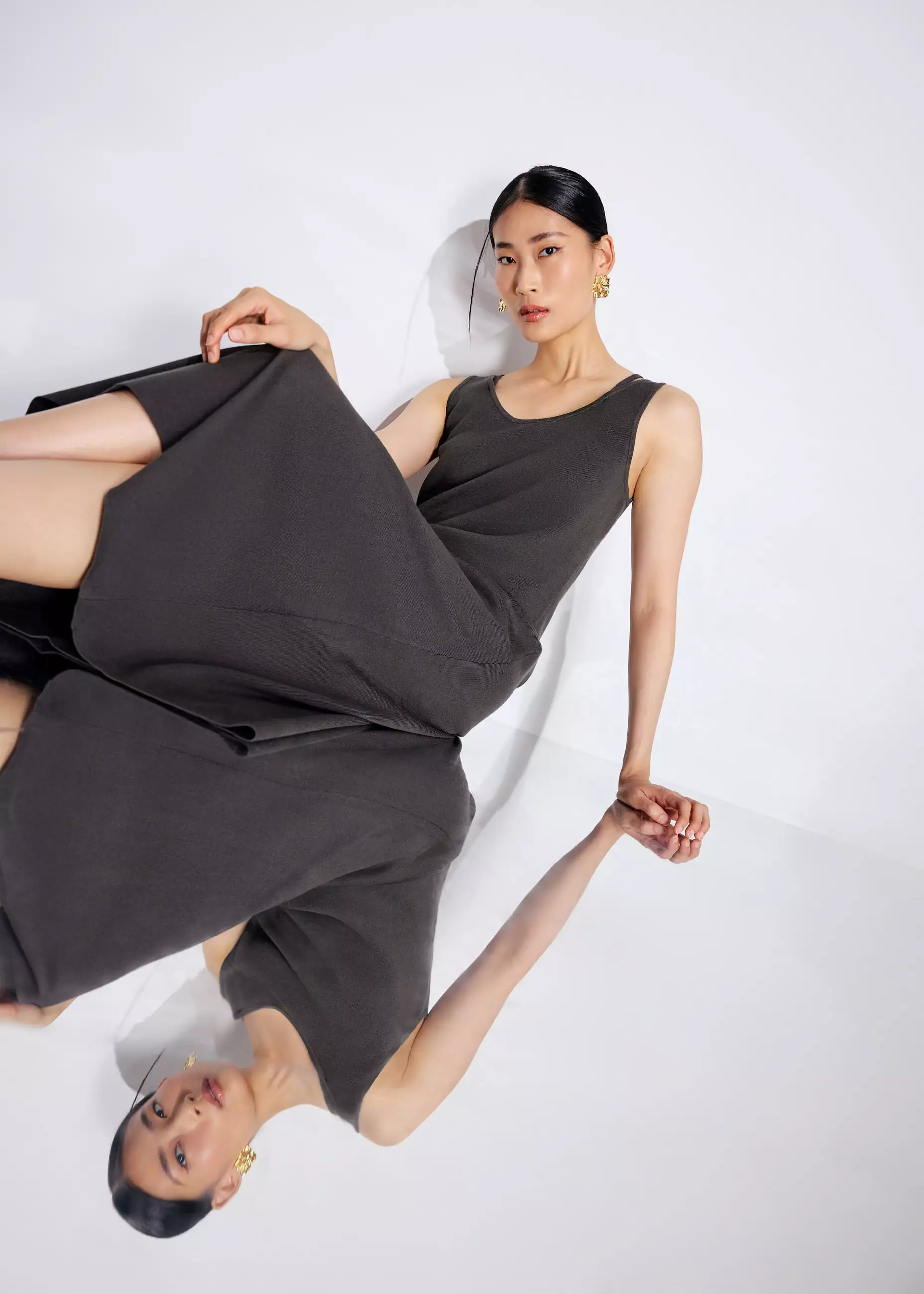 Dress Wanita - Reversible Knit Column Midaxi Dress