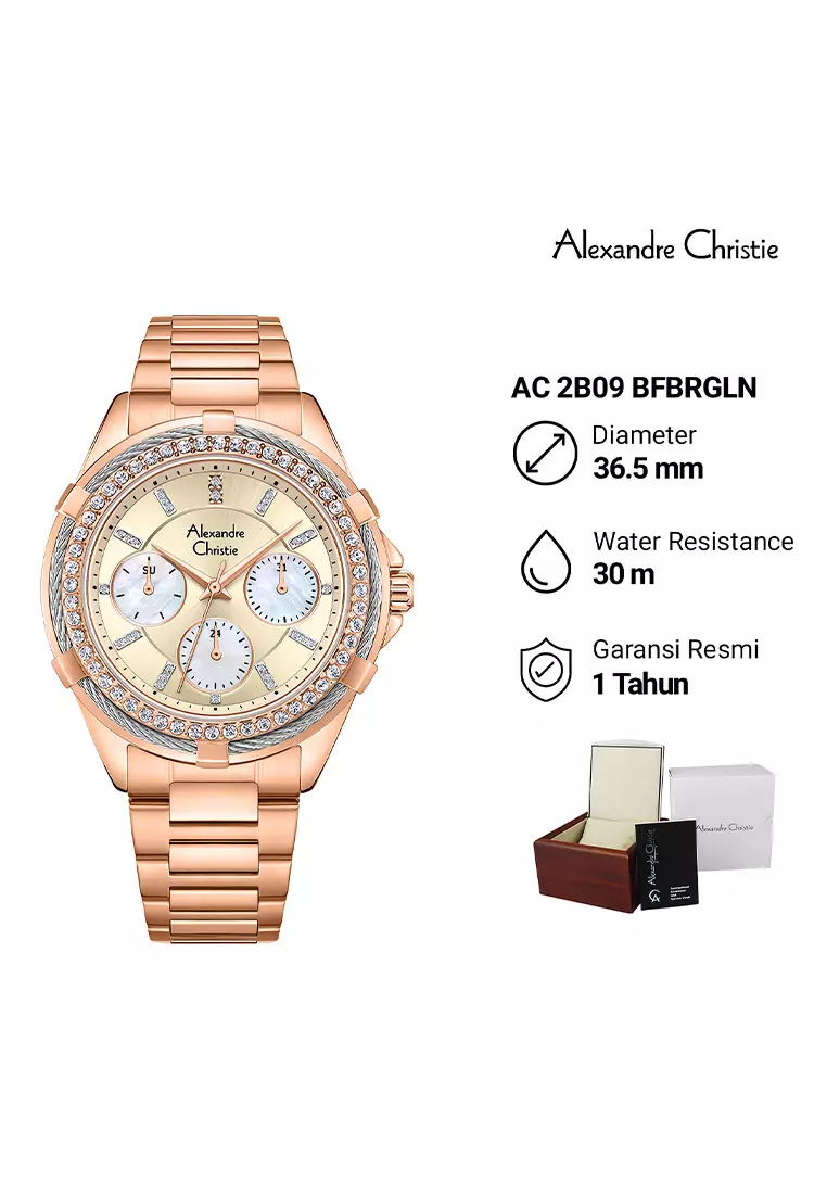 Alexandre Christie 2B09 BFBRGLN - Jam Tangan Analog Wanita - Rosegold - Stainless Steel