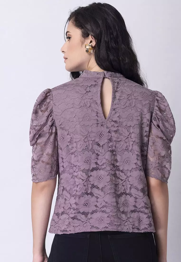 Buy Faballey Lilac Keyhole Neck Lace Top 2024 Online Zalora Philippines 4151